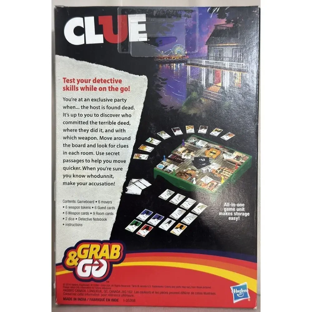 Hasbro Gaming Clue Grab and Go Game Compact Travel Mystery Board Game Ages 8+